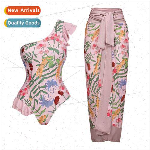 One Shoulder Diagonal Floral One Piece Swimsu 2023 Europe Ne