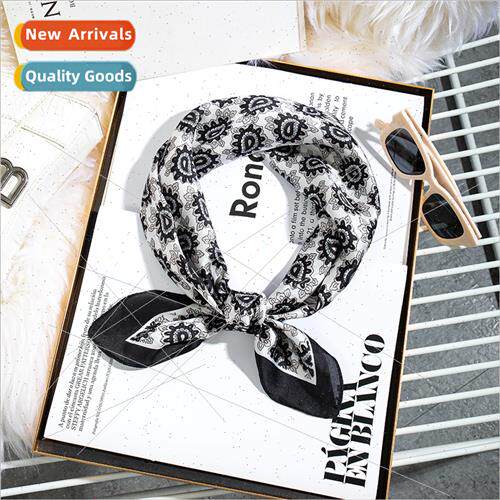 New satin silk 70cm printed long small silk scarf square sca