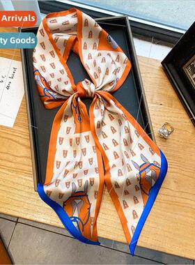 New geometric pattern imation silk scarf fashion thin narrow