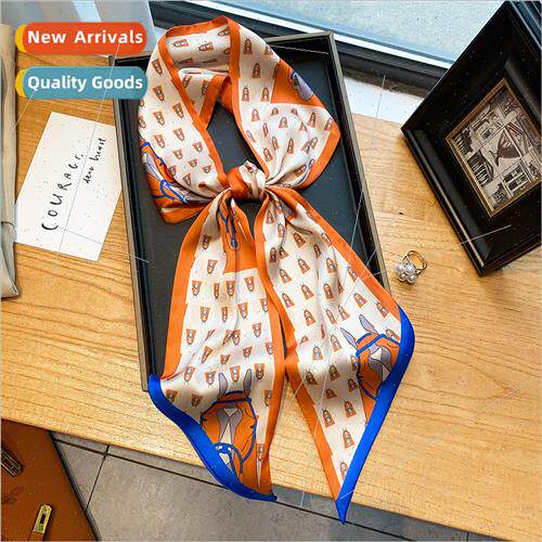 New geometric pattern imation silk scarf fashion thin narrow