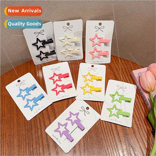 Colorful stars hair clips girls side bangs clip duckbill cli