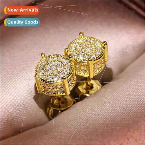 Europe zirconia round earrings women 925 silver pin premium