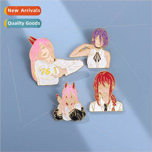 Cute cartoon anime characters around metal baking paint badg