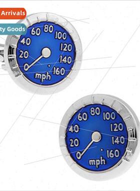 French cufflinks blue car tachometer speedometer dial cuffli
