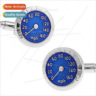 French cufflinks blue car tachometer speedometer dial cuffli