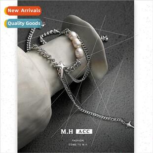 Natural Pearl Quadrangle Tassel Necklace适用Women Simple Swe