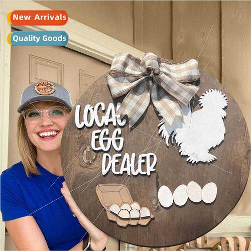 LKX Farmhouse Door Decorations Cute Hen Egg Door Hanger Hang