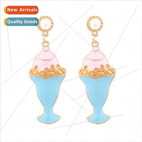 sweet lovely design sense color drop oil ice cream earrings