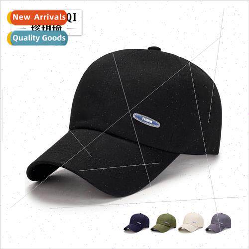 Autumn new simple baseball cap fashion men leather label sun