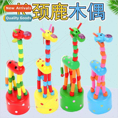 Giraffe Puppet Swing Standing Bucket Wooden Animal Finger Do