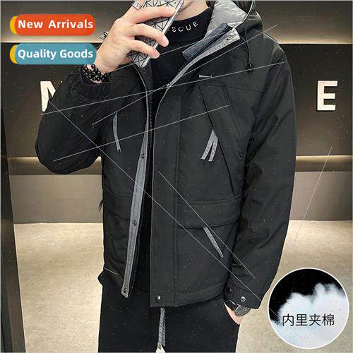 Fall Men Hooded Jacket Handsome Casual Workwear  Loose Peplu