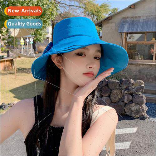 2023 Korea  new spring fall hat female wild bow striped larg