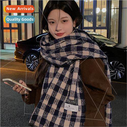 Korea  ins versatile retro plaid scarf girls winter new thic