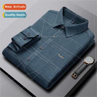 shirt men elderly Dad middle long fall sleeved aged