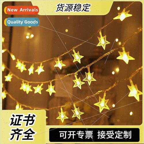 Full star led star pentagram lights string battery color lig