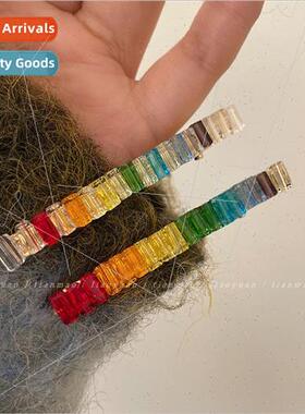 Rainbow cky Exquise rhinestone bangs clip ehead broken hairp
