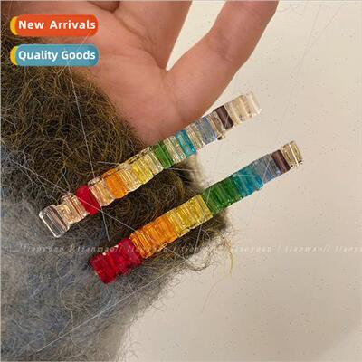 Rainbow cky Exquise rhinestone bangs clip ehead broken hairp