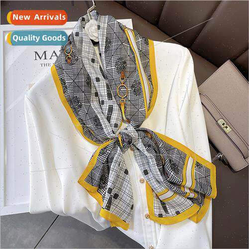 lk silk scarf spring fall   fashion long yellow mulberry sil