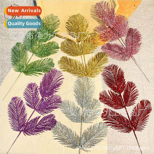Pink Phoenix Leaf Plastic Flower mulation Flower Gold Dust L