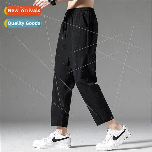 Ice silk casual pants men summer thin stch sports comtable v