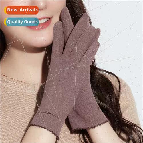 Womens warm gloves fall and winter windproof touch screen le