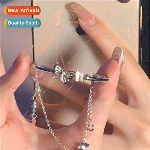 Sweet double-layer butterfly girlfriends hchain silver brace