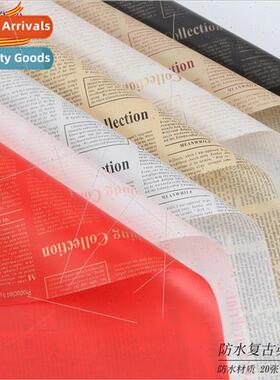 WaterproRetro English Newspaper Flower  Wrapping Paper Mater