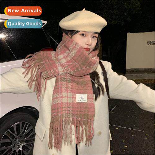 Romantic smoky rain plaid scarf atmosphere sense retro plaid