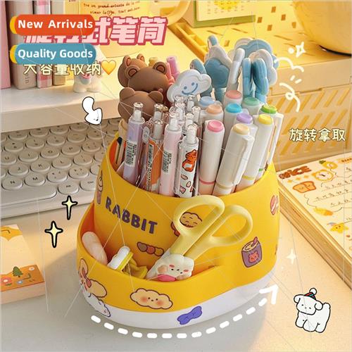 Beveled surface rotating six-compartment pen holder female i - 实物图