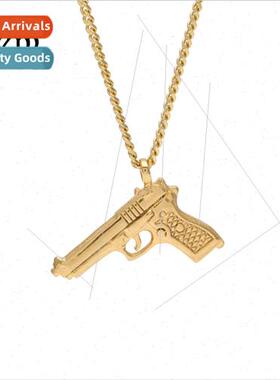 Europe Hip Hop Men Mini Pistol Pendant Minimalist Rifle Shap