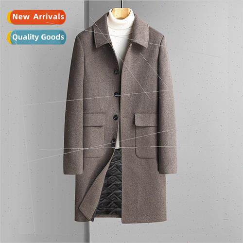 Fall winter clothing men wool tweed coat jacket middle-aged