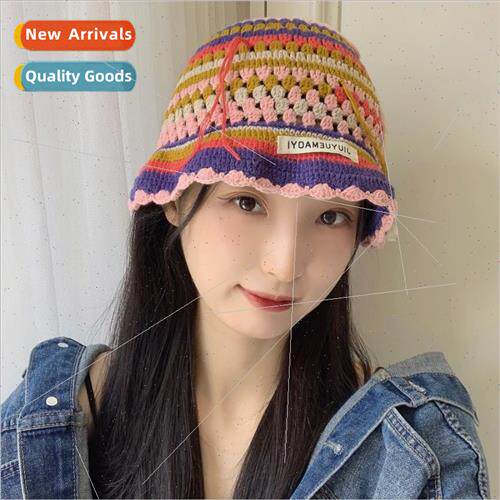 Korean  handmade crochet color tassel wool fisherman hat fem