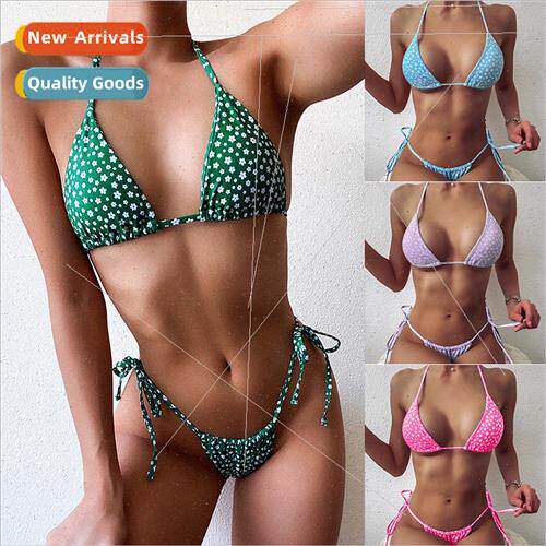 2020 Bikini Small Floral Print Bikini Womens Spl Swimsu Tria