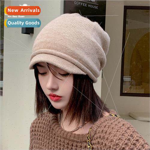 Autumn winter big head circumference knted moon hat small br