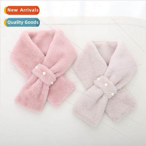 2023 new fall winter Korea  pearl hair plush scarf scarf pea