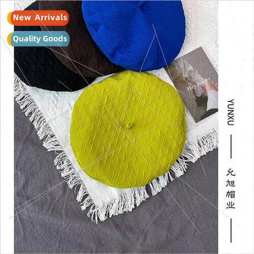 Korean  ins checkerboard grid bubble beret children thin spi