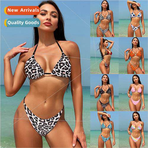 2024 new swimsu women Europe leopard print floral sexy three