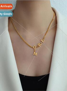 French English more letter pendant necklace stainless steel