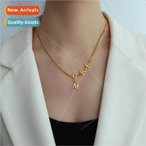 French English more letter pendant necklace stainless steel