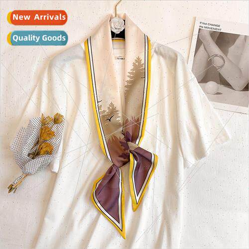 Narrow scarf women new long diagonal original oil painting l
