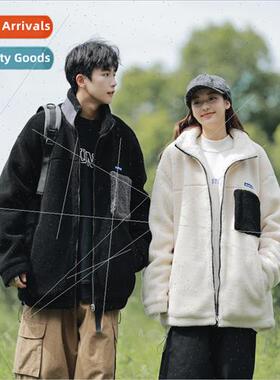 Lamb wool plush jacket men cotton clothing new student coupl
