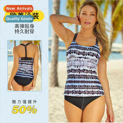 Europe One Piece Swimsu Top Women Summer New Printed Halter