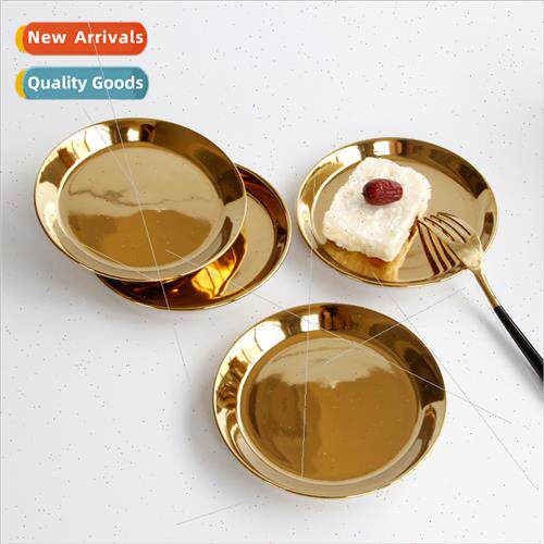 Europe luxury electroplated gold ceramic tableware round sma