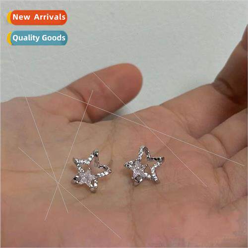 Zirconia star earrings female ins niche premium pentagram hu