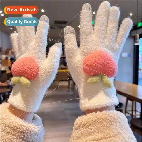 Autumn winter new cute warm coral fleece gloves female hundr