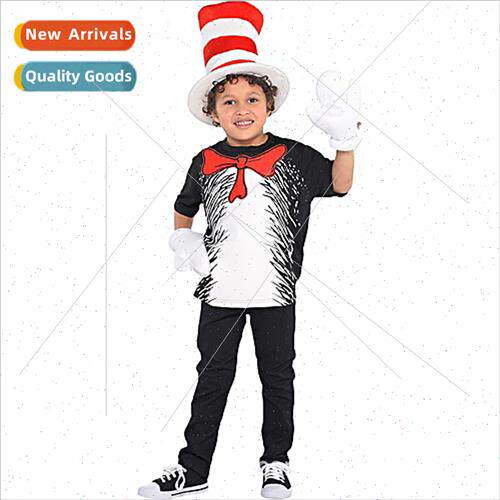 Halloween Costumes Cat in the Hat cos Cosplay Kids Permance