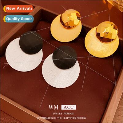 lver needle electroplated metal round earrings fashion retro