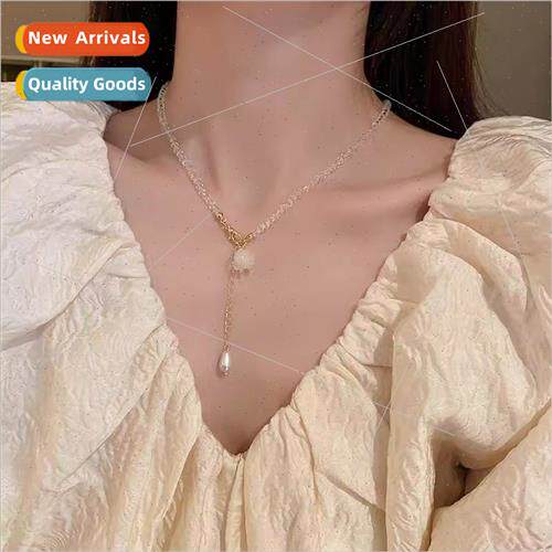 Spring Suzuran flowers pearl crystal necklace Korea Mori col