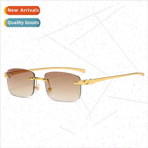 2070 new leopard head rimless sunglasses fashion cut edge gl