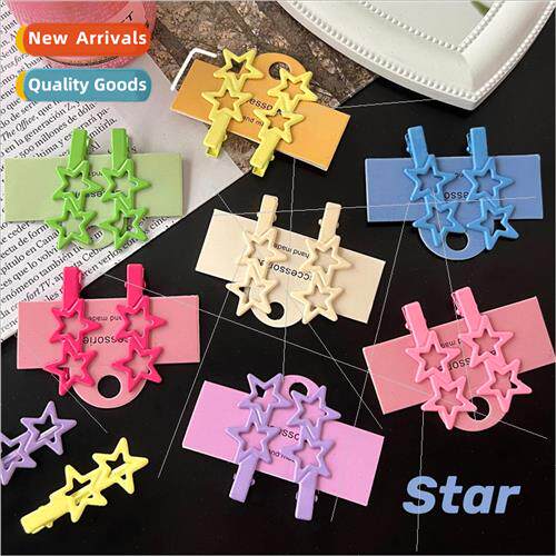 Candy Color Metal Star Hair Clip Broken Hair de Bangs Clip S